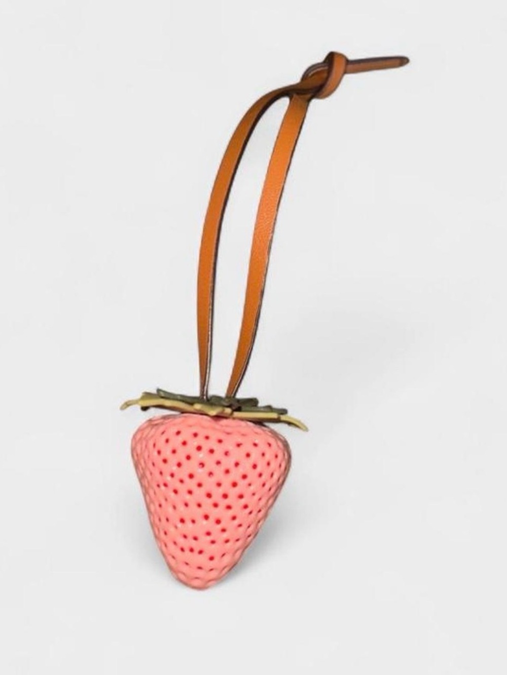 Strawberry Leather Bag Charm and Keychain - Pink